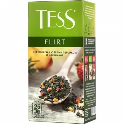 Чай Tess Flirt зеленый персик и клубника 25*1,5г
